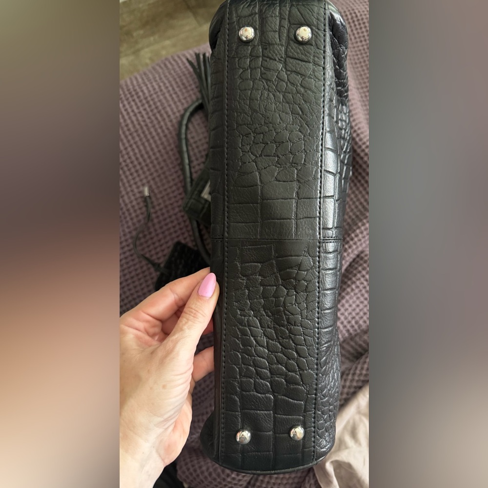 Aimee Kestenberg Washington Leather Tote - Croco Black Leather w/USA Flag - Picture 7 of 8